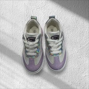 Kids Glitter Sneakers - Purple and White